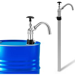 Lounsweer Heavy Duty 55 Gallon Steel Drum Barrel Pump with Metal Bung and Adjustable Spout, Vertical Manual Drum Pump Self Priming Fits 15-55 Gallon for Oil, Diesel, Kerosene, Hydraulic Fluid Barrel