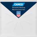 Camco Stackable Washing Machine Drain Pan - Measures 25 (L) x 27 (W) ID & 28 (L) x 30 (W) x 2 7/16 (H) OD - Great for Apartment-Sized Washers/Stackable Units - 1"/1.5" PVC Drain Fitting (21006)