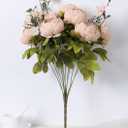 Duovlo Artificial Peony Silk Flowers Fake Flowers Vintage Wedding Home Decoration,Pack of 1 (Light Champagne)