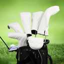 4pcs or 1pc Golf Club Head Covers for Woods, Driver, Fairway, Hybrid Premium PU Leather with Interchangeable Tags & Magnetic Blade and Mallet Putter Covers