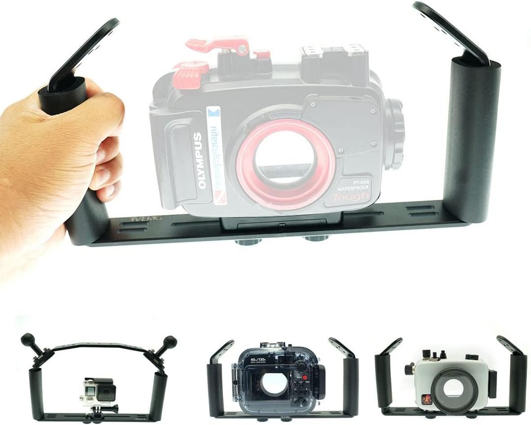 Underwater Handle Tray Bracket Aluminum Alloy Dual Handheld Video Light Stabilizer Tray for Camera housingHandle Grip for gopro Set up Works for Hero 10,Action Camera