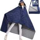 Outdoor Camping Blanket, Fleece Waterproof Stadium Blanket with Protable Bag, Lightweight for Cold Weather, Sports, Pet, Beach, Picnic, Stadium, Travel, Car, 79 x 54inch (Navy/Blue)