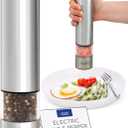 Epar Salt or Pepper Grinder Mill Electric  Battery Operated Stainless Steel Mill with LED Light, Adjustable Ceramic Core, and One-Hand Push Button for Effortless Seasoning and Cooking