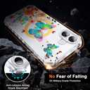 PIXIU Case for iPhone 16 Compatible with Magsafe, Laser Glossy Pattern,Cute Curly Wave Clear TPU Bumper Military Grade Drop tection Phone Cover for Women/Girls -Butterfly/Floral