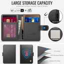 for Magsafe Wallet, Magnetic Phone Wallet with RFID Blocking 6-Card Holder for Men Women Minimalist Slim PU Leather Kickstand for iPhone 17 Air 16 15 14 13 12 Pro Max Plus, Elegant Black