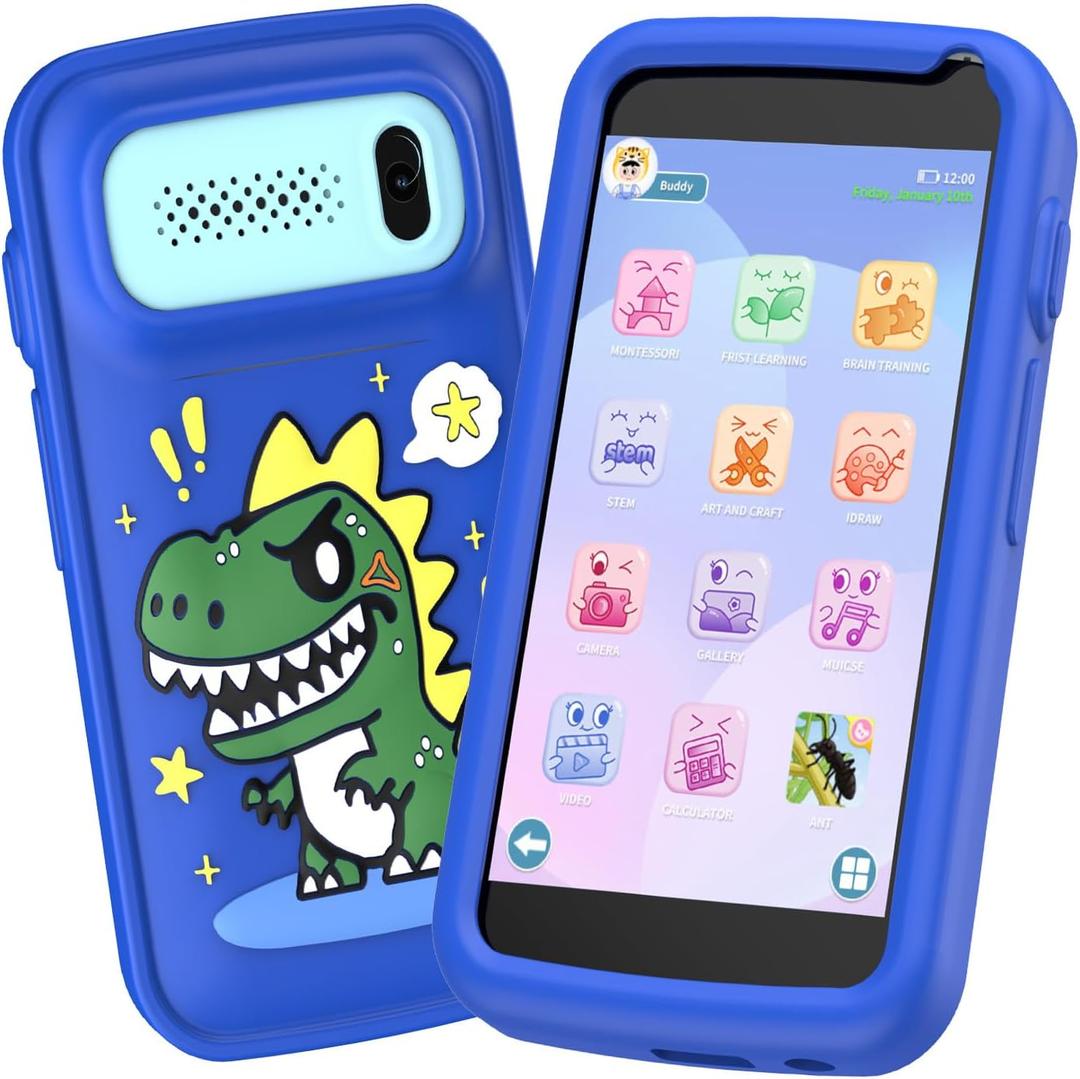 Kids Smart Phone Toys for Boys , 3.97" Touchscreen Dinosaurs Gifts and Toys for Boys Ages 3-12, Children Play Toy Phone with Camera, Game, Music, 8GB CardBlue