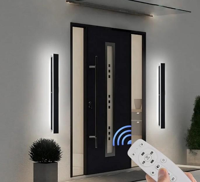 2pcs Modern Long Outdoor Wall Light 39.4in Black Exterior Wall Lighting IP65 Waterproof Garage Outdoor Wall Sconce 3000K-6000K Dimmable LED Lights Linear Wall Light For House Porch Patio