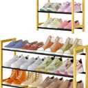 Expandable Shoe Rack for Closet,3 Tier Metal Shoes Shelf Organizer for Dorm,6-12 Pairs Small Standing Shoe Rack for Narrow Spaces,Entryway