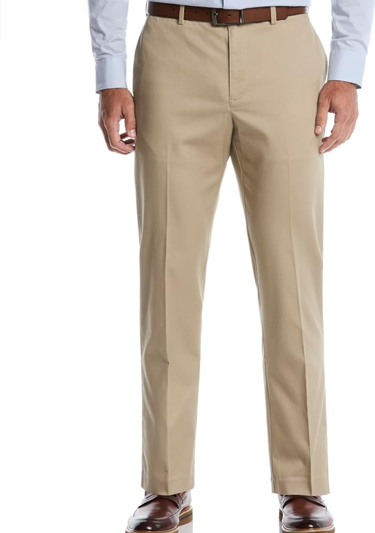 Savane Mens Geo Khaki Expandable Waistband Chino Pants 36W 32L