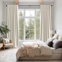 MIULEE 100% Blackout Linen Curtains for Bedroom, Linen Beige Solid Luxury Decor Thermal Insulation Room Darkening Drapes for Living Room Nursery Back Tab Rod Pocket 42 x 84 Inches, 2 Panels