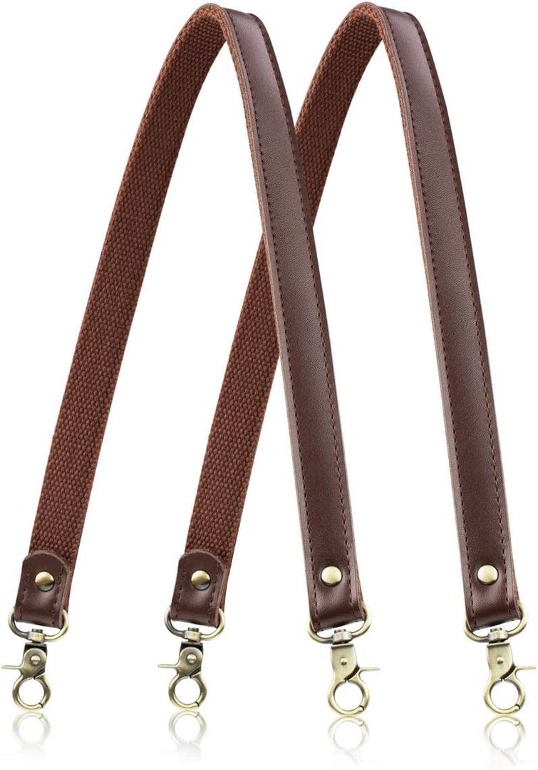 Allzedream Genuine Leather Purse Strap Sewing Canvas Replacement Handbag Shoulder Bag 2 Pcs (Coffee)