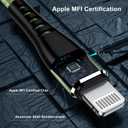 Essri 2Pack for iPhone Charger Cord 6FT, Lighting Cable 6 Feet to USB Charging Cable, Nylon Braided Charging Cord 6 Foot Compatible with iPhone 14 13 12 11 X XS XR 15 Pad -Light Green