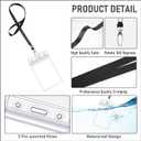 Fumete 100 Sets Name Tag Lanyards with ID Badge Holder Durable Clear Cruise Teacher Lanyards with Plastic Waterproof ID Badge Holders Bulk for Adults Teacher School Office Ship Cards(Black)