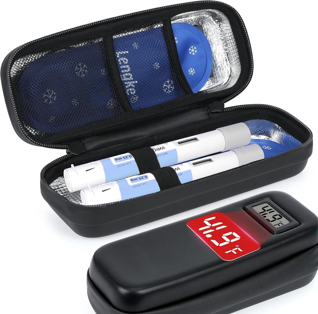 Insulin Cooler Travel Case for Wegovy Pens Diabetes Carrying Insulated Bag with 2 TSA-Approved Ice Packs, Long-Lasting Cooling for Wegovy Pens, Ideal for Travel and Daily Use.