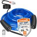 JDZKOMKE 15FT Heated RV Water Hose - Freeze Protection Down to -45F, Heavy-Duty PVC & Brass Fittings, 1/2" ID Lead-Free Hose for Camping/Poultry Farms