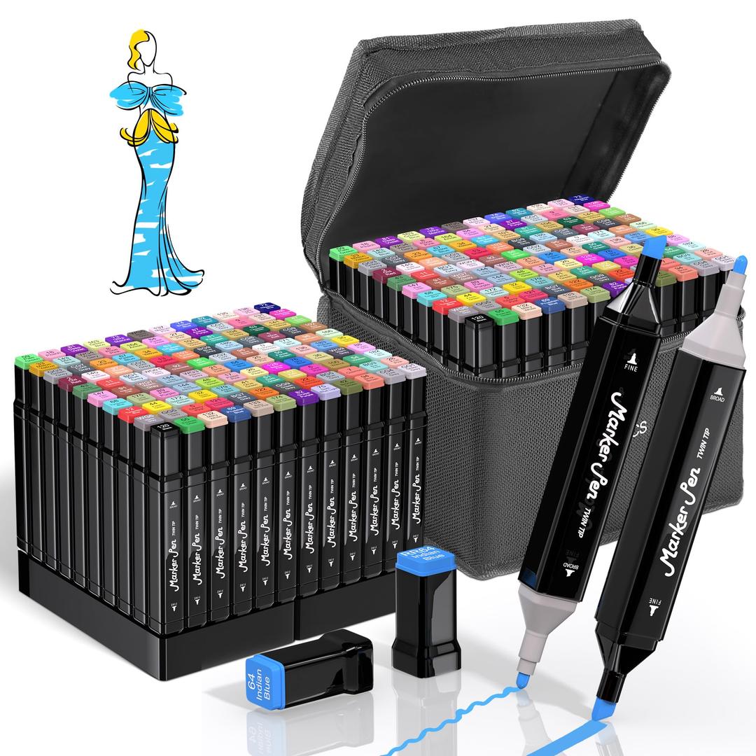 HomFilix Alcohol Based Markers 48 Colors, Dual Tip Art Sketch Marker, Drawing Pens Permanent Markers for Adult Artist Coloring