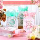 24 Pcs Tea Party Gift Bags with Tissue Paper Floral Teapot Goodie Treat Bags with Handles Tea Party Decorations for Wedding Baby Shower Birthday Favors Supplies, Pink and Green