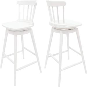 Christopher Knight Home Mia Farmhouse Spindle Back 30" Rubberwood Swivel Barstools (Set of 2), White, 19.50 inches D x 19.50 inches W x 42.50 inches H
