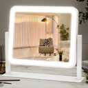 14"x12"Vanity Mirror, Lighted Makeup Mirror for Vanity Desk, Smart Touch Control, 360 Rotation, 3-Color Modes, Bedroom, White
