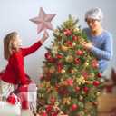 Christmas Tree Top Ornament, 10" Rose Gold Christmas Star Tree Topper, Large Xmas Glitter 3D Bethlehem Tree Topper Ornament, Waterproof Holiday Christmas Tree Topper Star for Home Indoor Outdoor