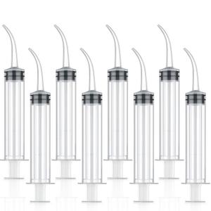 8 Pack Disposable 12cc Dental Syringe Dental Irrigation Syringe with Curved Tip, Tonsil Stone Squirt Mouthwash Cleaner (No Measurement)