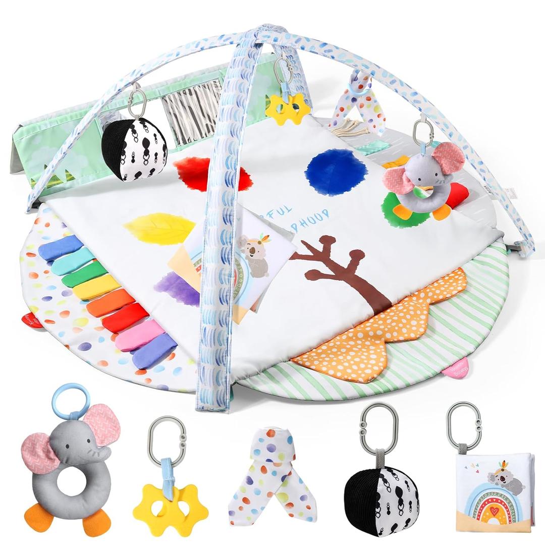 Sensory Baby Play Mat, Montessori Inspired Play Gym Mat for Infants, Machine Washable Activity Mat, Christmas Birthday Gifts for Toddlers 0-6-12-18 Months