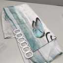 Rustic Farmhouse Shower Curtain, Farm Teal Daisy Floral Flowers and Butterfly on Country Wooden Shower Curtain for Bathroom, Turquoise Blue Bathroom Shower Curtains with 6PCS Hooks, 36X70IN