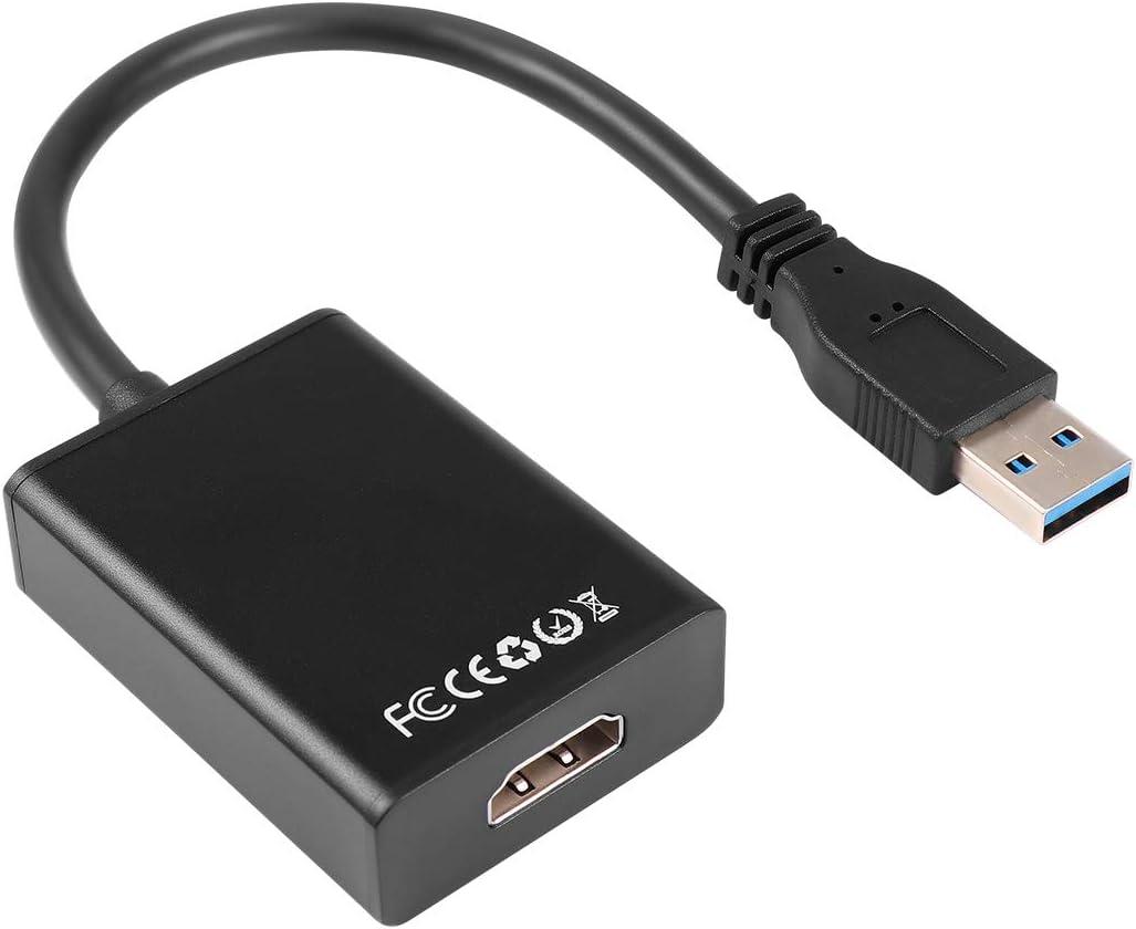 USB 3.0 to HDMI Video Adapter Cable Adapter with Audio Output Multiple Monitors Full HD 1080P Converter for Computer Laptop (Black)