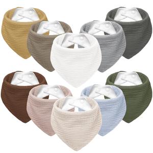 Susurration Muslin Baby Bibs 10 Pack Baby Bandana Drool Bibs Cotton for Unisex Boys and Girls, Soft Absorbent Set for Teething and Drooling