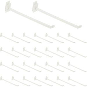 uxcell 30Pcs Slat Wall Panel Hooks, 6 Inch Plastic Slat Wall Accessories Gridwall Hooks Shelves Hanging Accessories for Craft Room Tool Storage Wall Gridwall Retail, White