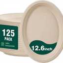 DaYammi 12 Inch Oval Paper Plates 125 Pack 100% Compostable Plates