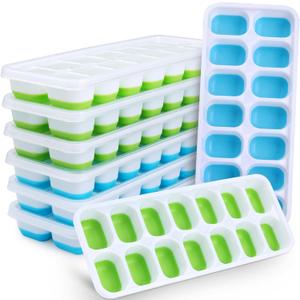 Silicone Ice Cube Tray, 8 Pack Easy-Release & Flexible 14-Ice Cube Trays with Spill-Resistant Removable Lid, Stackable Ice Trays with Covers for Freezer, Cocktail (4 Blue + 4 Green) Silicone Ice Cube Tray, 8 Pack Easy-Release & Flexible 14-Ice Cube Trays with Spill-Resistant Removable Lid, Stackable Ice Trays with Covers for Freezer, Cocktail (4 Blue + 4 Green)