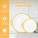 JollyPack 100 Piece Disposable Gold Plastic Party Plates, Including 50 10 Inch Dinner Plates and 50 7 Inch for Dessert, Great for Parties, Weddings, Home Use, and Thanksgiving