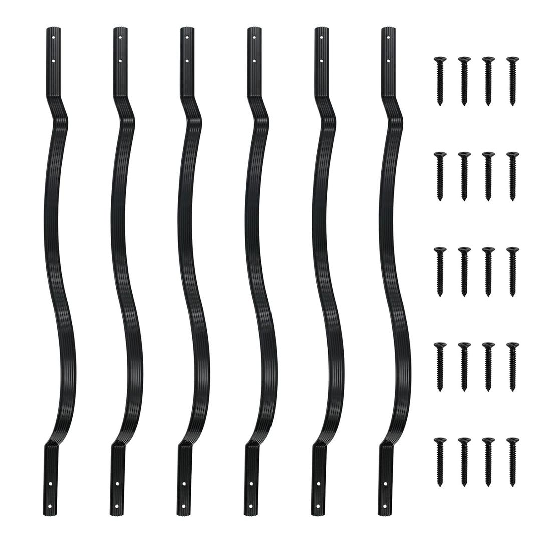 50-Pack Curve Aluminum Balusters for Deck Railing,32.25"x1" Staircase Baluster with Screws, Spondles for Outdoor Stair Porch (Shiny Black)