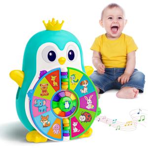 Vahome Musical Penguin Educational Toys for 1,2 Year Old Boy Gifts, Learning Toy for Toddlers 1-3 Yr with 5-Theme Pages, Lights & Music, First Birthday Gift for 1-2 Year Old 12-18 Month Age (Blue)