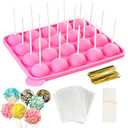 Hobychild Cake Pop Mold Sets With 100 Pcs Cake Pop Sticks & Candy Bags & Twist Ties, Cake Pop Making Kit Supplies for Lollipops, Candy, Chocolate, Nice Gifts for Kids