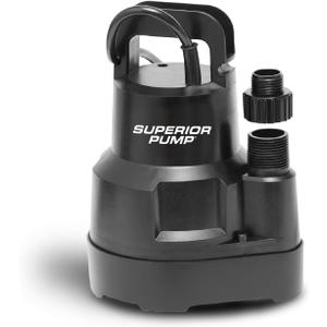 Superior Pump 91014 1/4 HP High Flow Thermoplastic Utility Pump, Black