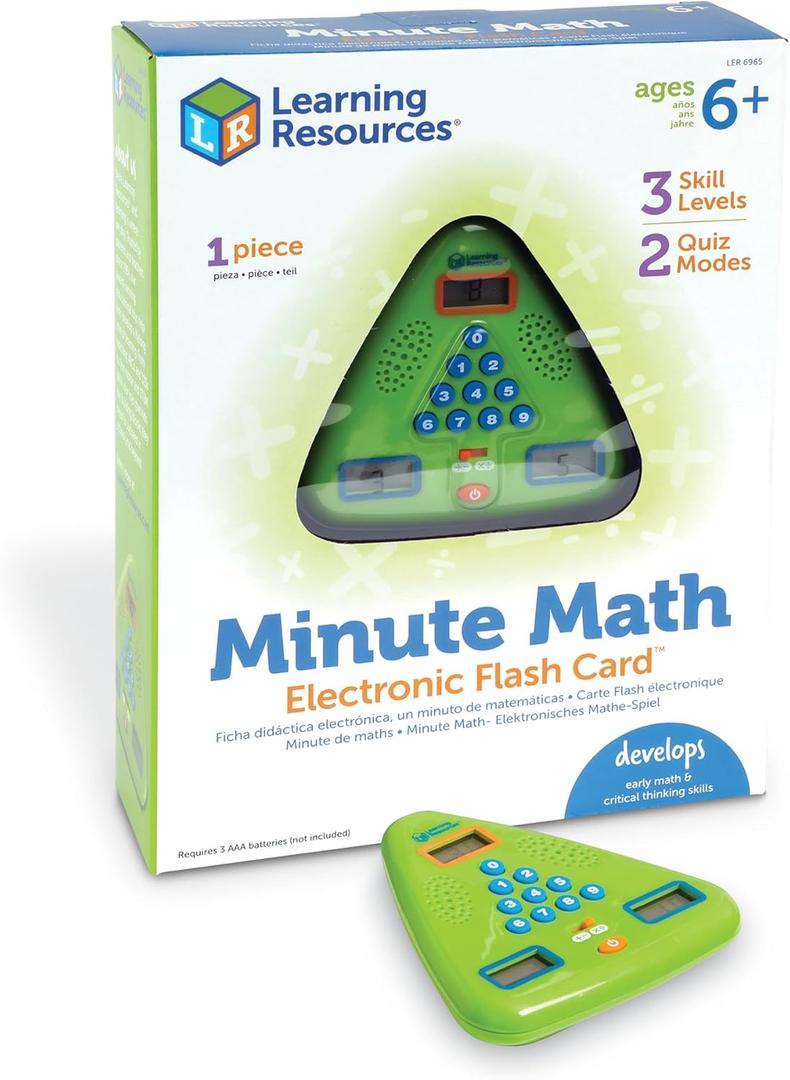 Learning Resources Minute Math Electronic Flash Card - Classroom Must Haves, Homeschool Supplies, Math Manipulatives, Multiplication Chart, Educational Toys for Toddlers, Back to School
