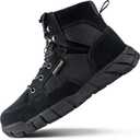 FREE SOLDIER Men's Durable Work Boots 6 Inches Lightweight Waterproof Hiking Boots Suede Leather Tactical Boots (7, Black)