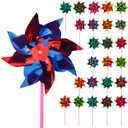 JOHOUSE 100PCS Pinwheels for Kids, Pinwheels for Yard and Garden, Party Favors, Garden Yard Decorations, DIY Crafts (Medium)