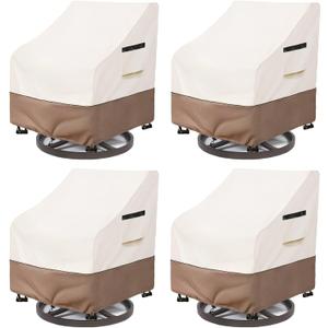 Patio Chair Covers Waterproof Heavy Duty Patio Furniture Covers, 33W x 35D x 36H Inches Swivel Outdoor Chair Cover 4 Pack (Beige)