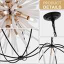 31.5" Black Gold Large Globe Sputnik Chandelier, 12-Light Mid Century Modern Industrial Starburst Golden Satellite Light Fixture for High Ceiling Living Room Dining Room Foyer Stairway,E12, Globe D31"