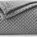 NEWCOSPLAY Super Soft Throw Blanket Grey Premium Silky Flannel Fleece Leaves Pattern Lightweight Bed Blanket All Season Use (Grey, Throw(50"x60"))