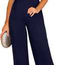 BLENCOT Sleeveless Jumpsuits For Women Dressy Casual V Neck Wide Leg Long Pants Slip Rompers Summer Overalls (Blue, S)