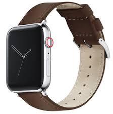 BARTON WATCH BANDS- Black Leather and Rubber Hybrid - Compatible with All Apple Watches (Ultra, SE, 8, 7, 6, 5, 4, 3, 2, 1) - 38mm, 40mm, 41mm, 42mm, 44mm, 45mm, 49mm (Walnut Brown Leather (Stainless Steel Buckle))
