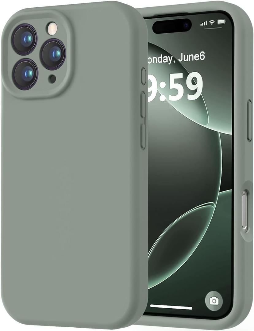 LOVE 3000 Designed for iPhone 16 Pro Max Case, Premium Silicone with [Soft Anti-Scratch Microfiber Lining] Shockproof Protective Phone Case for Men Women Girls 6.9", Calke Green