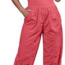 Panadila Womens Workout Onesie Athletic Romper One Piece Jumpsuits Backless Tops Hiking Pants with Pockets (Small, Watermelon Red)