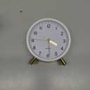 Analog Alarm Clock, Super Silent Non Ticking with Night Light, Battery Operated, Bedroom Clock,Fashionable Round Metal Alarm Clock for Office, Elderly, Adults, Children, School Gift (White)