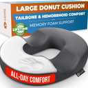 5 STARS UNITED Donut Pillow Hemorrhoid Tailbone Cushion  Large Floor Cushion for Pain Relief  Coccyx, Prostate, Sciatica, Pelvic Floor, Pressure Sores, Pregnancy, Postpartum Recovery, Dark Gray