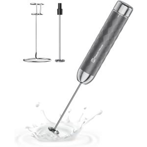 Maestri House Rechargeable Milk Frother with Stepless Speed Control, LunaFro 2.0 Handheld Electric Foam Maker Waterproof Drink Mixer Foamer for Lattes, Cappuccino (Gray)